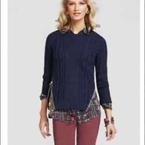 cabi navy side zipper fisherman’s sweater - Medium